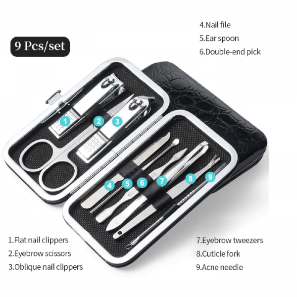 Manikyr pedicur set 9 deler